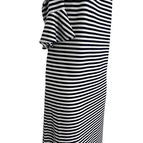 Donna Morgan Women's Striped Bell Half Sleeve Cold Shoulder Jersey Knit Dress  6 - Picture 6 of 16